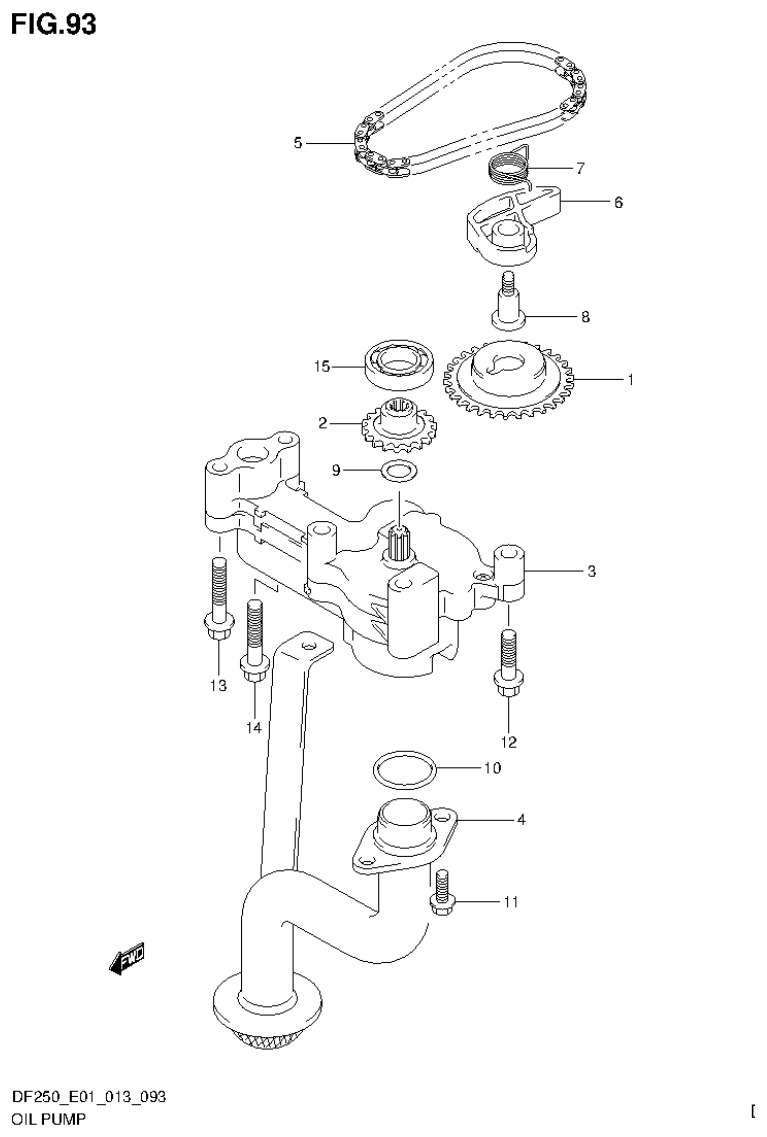Suzuki DF200T, DF200Z, DF225T, DF225Z, DF250T, DF250Z OIL PUMP parts diagram